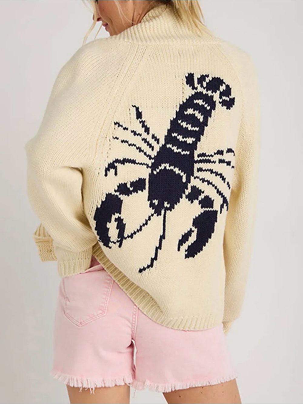 Cream lobsters 🦞 Back Knit Sweater - Women